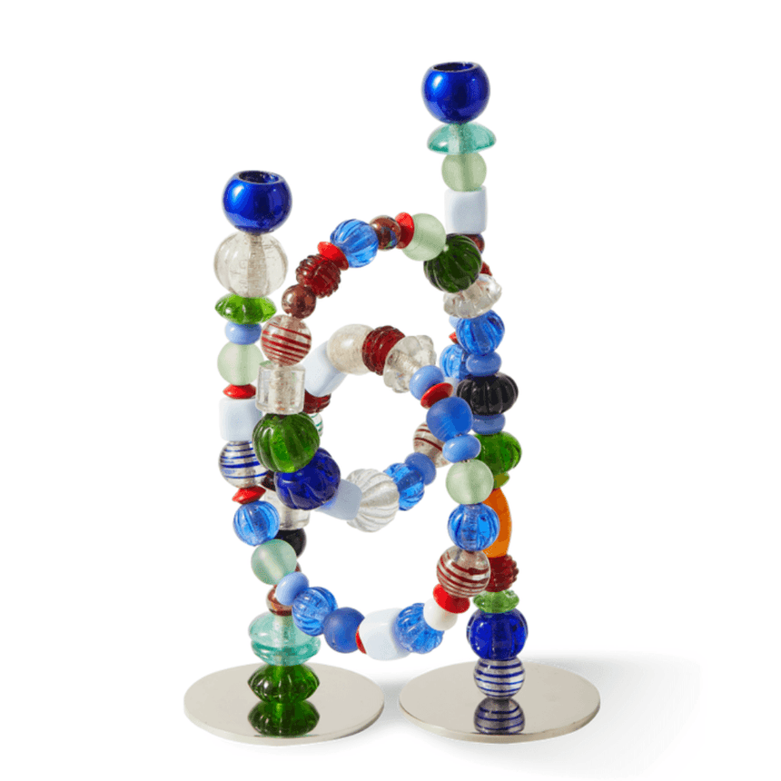Beads metal candle holder