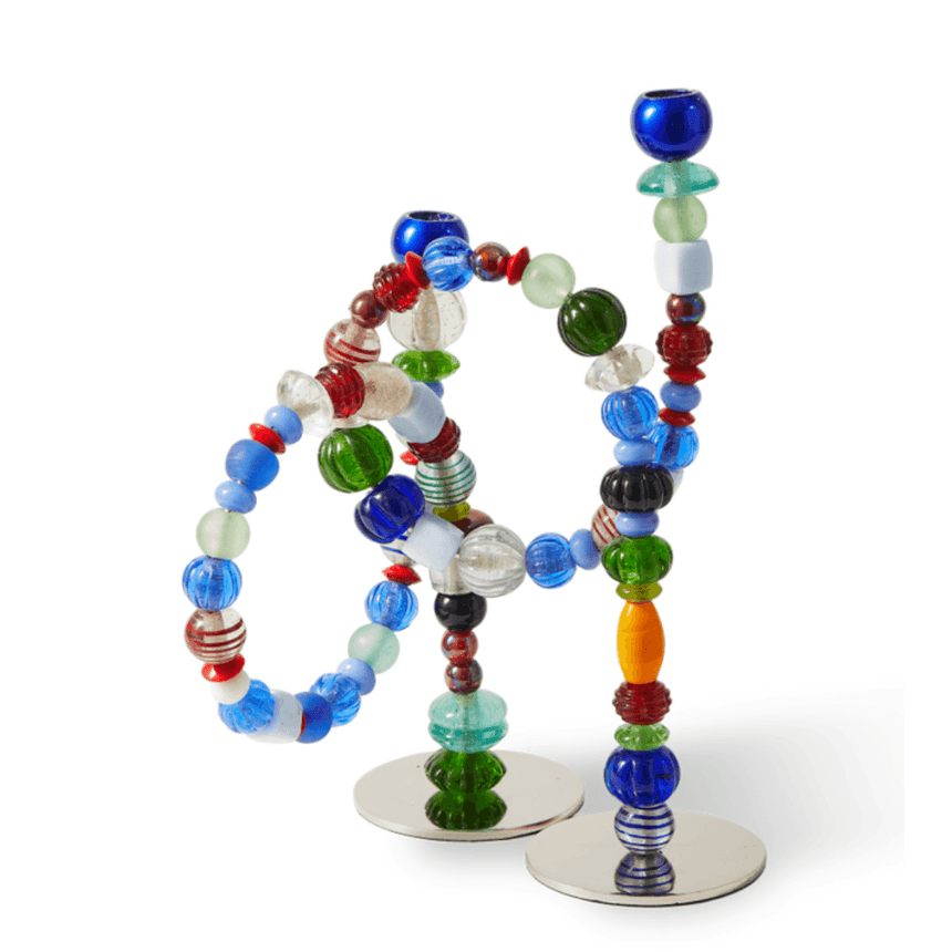 Beads metal candle holder