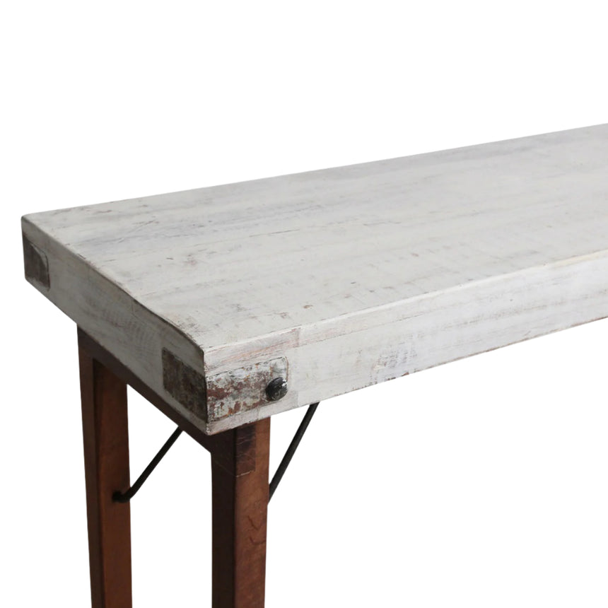 Console wooden folding console table