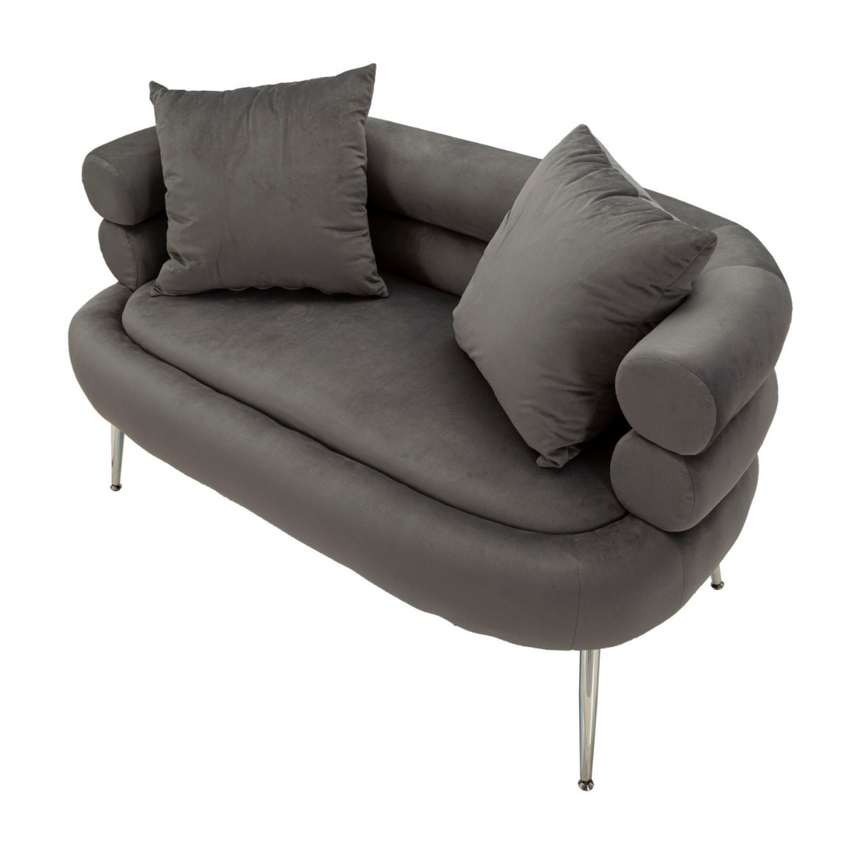 Silvery 2-seater velvet sofa