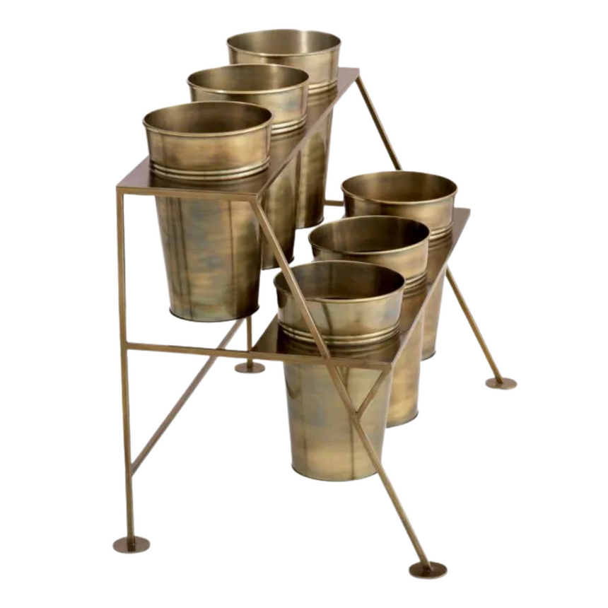 Jasper round metal flower pot medium