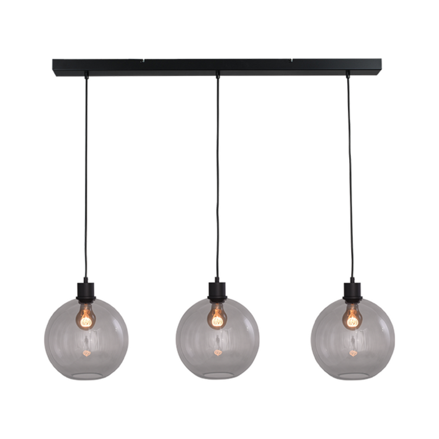 Lazise világosszürke üveg függőlámpa fekete foglalattal