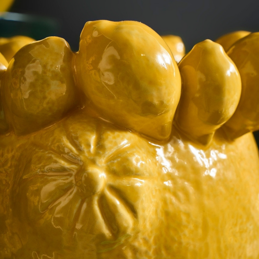 Lemon clay flower pot