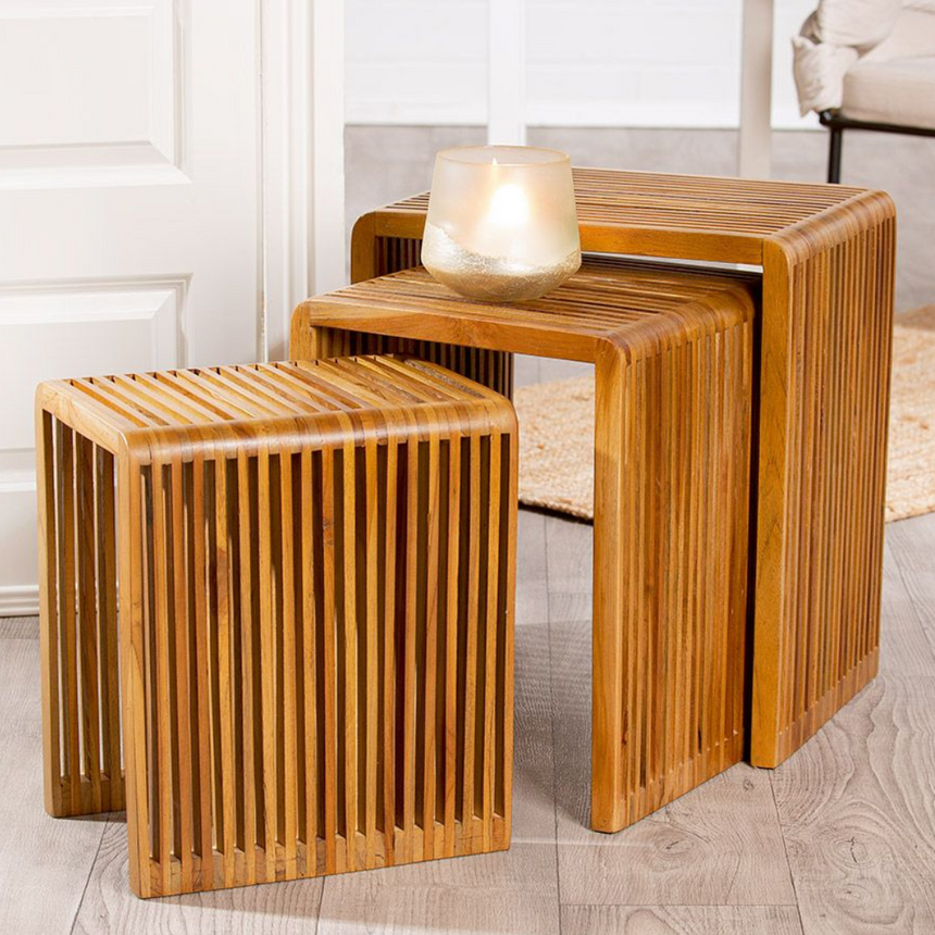 Wood wooden storage table set