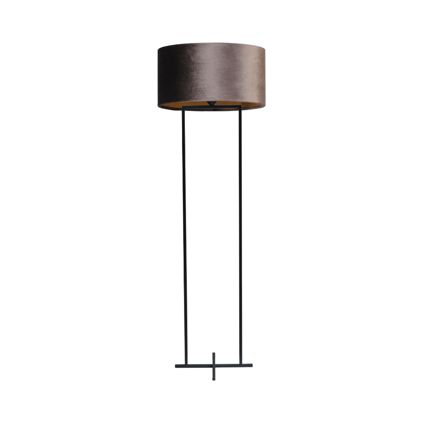 Cross fabric floor lamp with black frame
