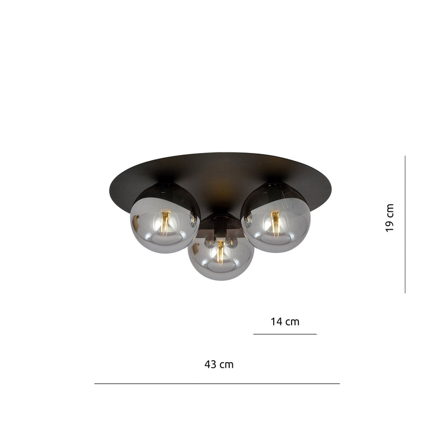 Solar 3 Graphite metal ceiling lamp