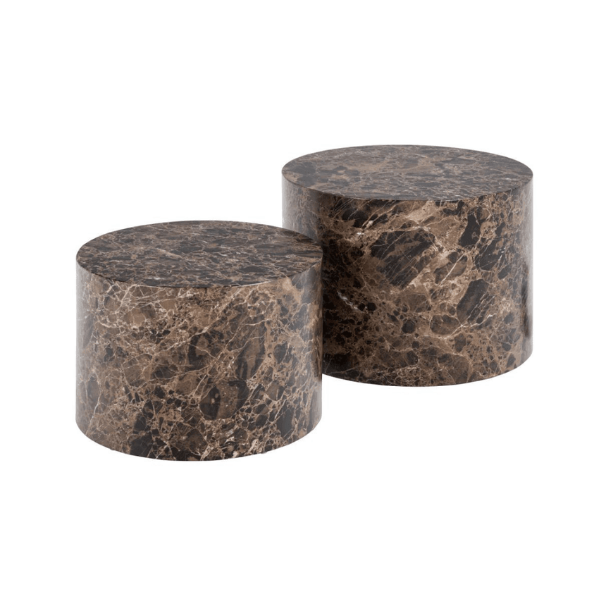 Dice marble effect coffee table set Ø58