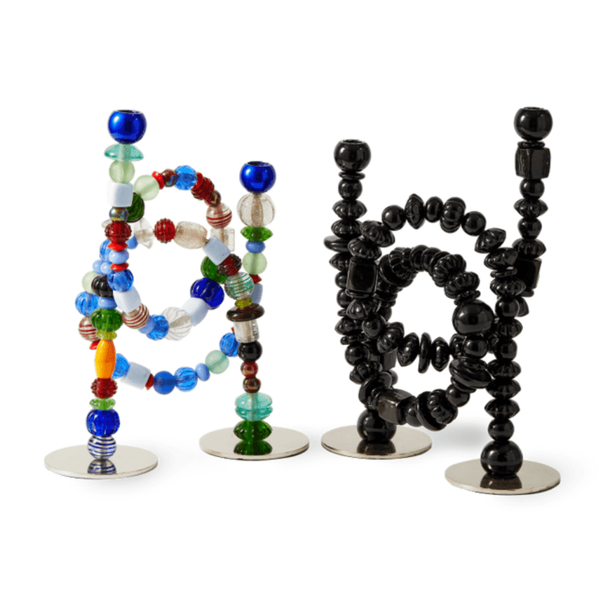 Beads metal candle holder