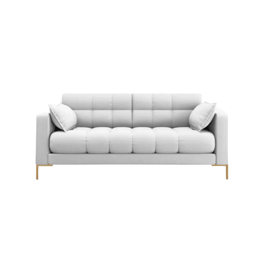 Mamaia 2-seater bouclé sofa with gold legs