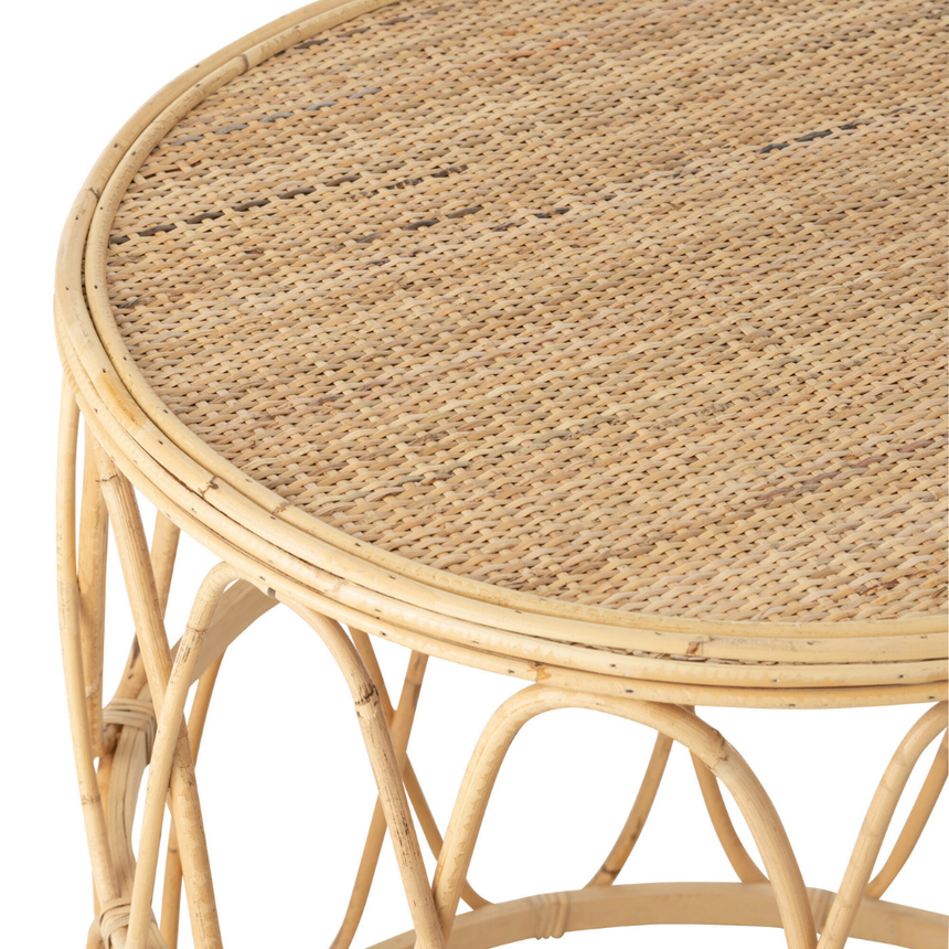 Wave rattan side table set