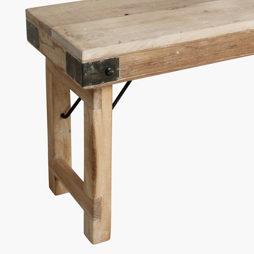 Limewash wood folding bench