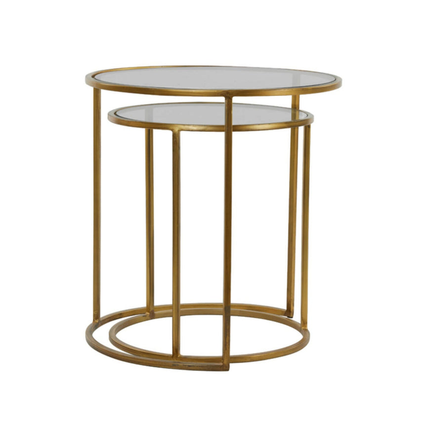 Duarte üveg lerakóasztal szettben arany lábbal