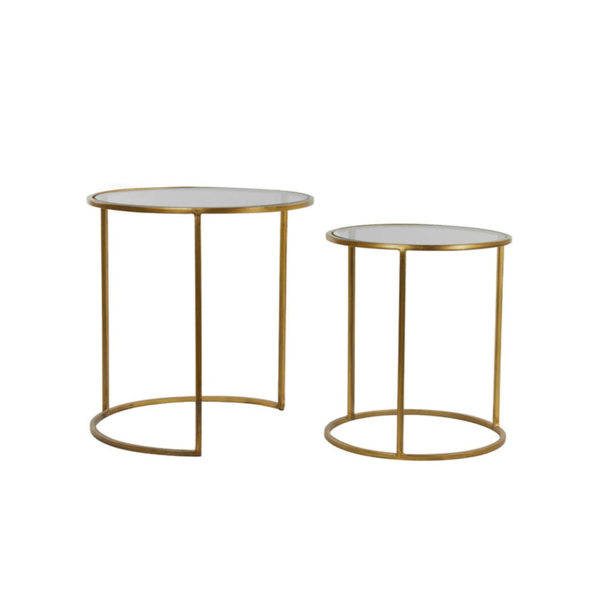 Duarte üveg lerakóasztal szettben arany lábbal