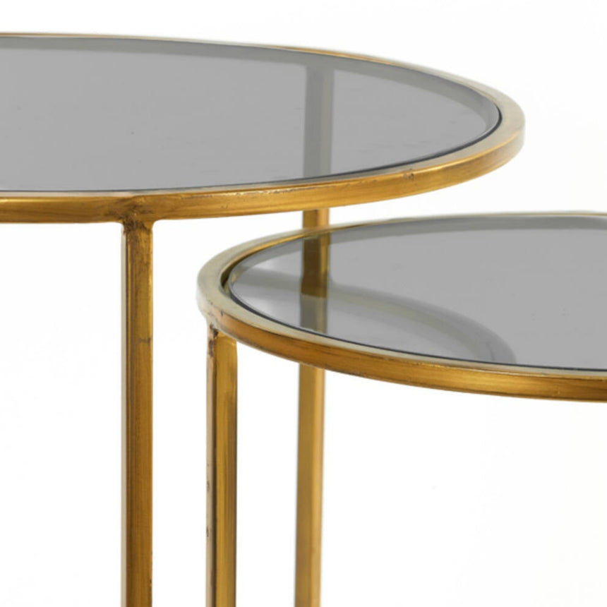 Duarte üveg lerakóasztal szettben arany lábbal