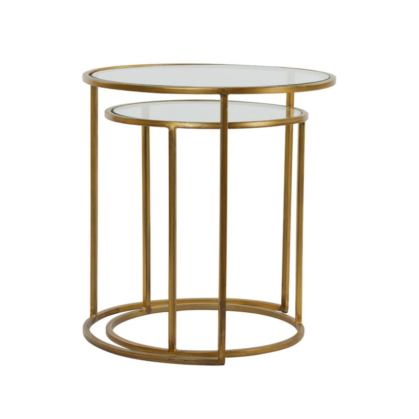 Duarte üveg lerakóasztal szettben arany lábbal