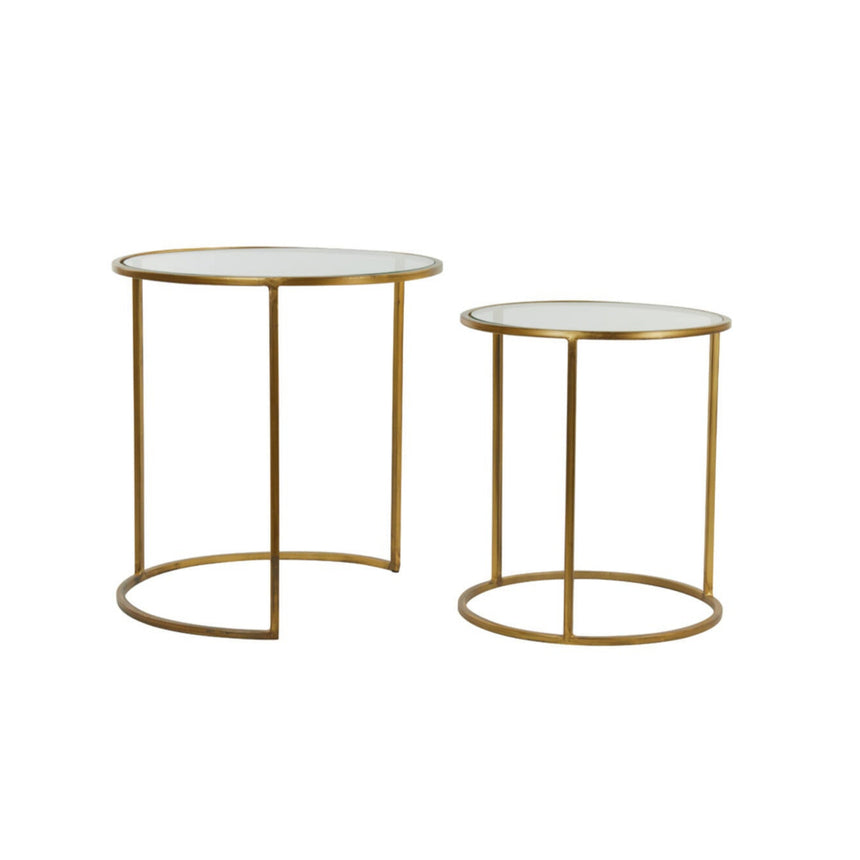 Duarte üveg lerakóasztal szettben arany lábbal