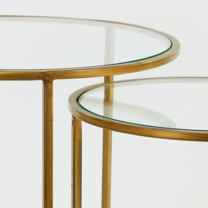 Duarte üveg lerakóasztal szettben arany lábbal