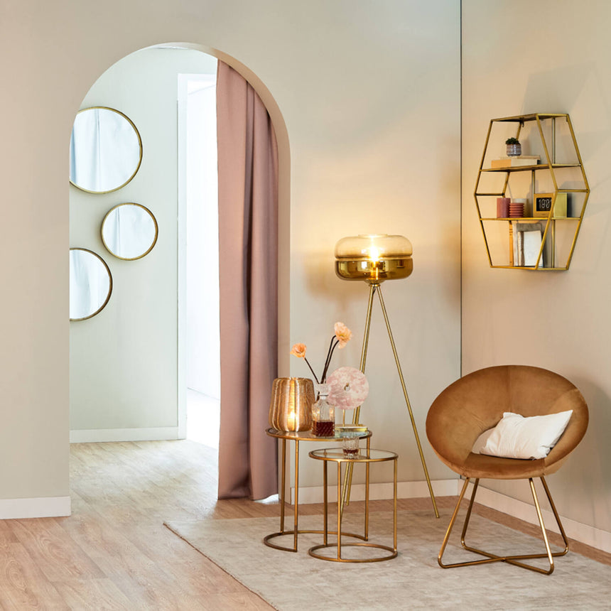 Duarte üveg lerakóasztal szettben arany lábbal