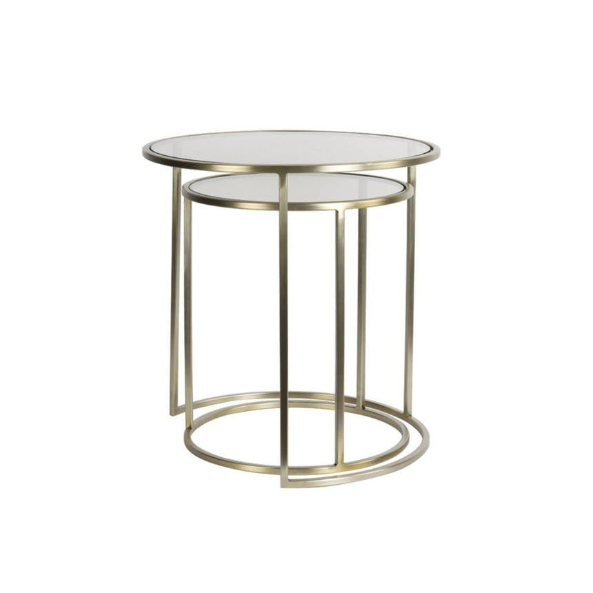 Duarte üveg lerakóasztal szettben arany lábbal