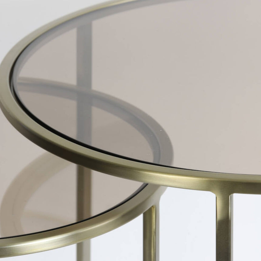 Duarte üveg lerakóasztal szettben arany lábbal