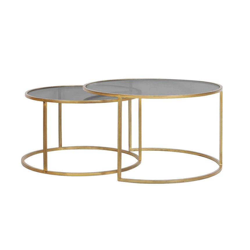 Duarte üveg dohányzóasztal szettben arany lábbal