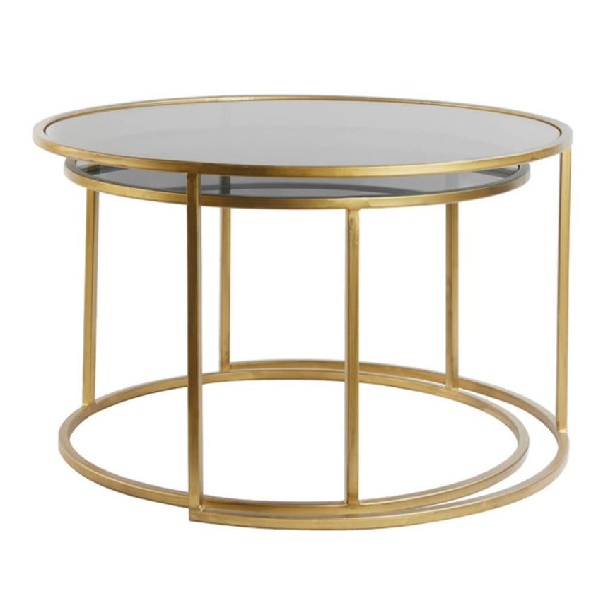 Duarte üveg dohányzóasztal szettben arany lábbal