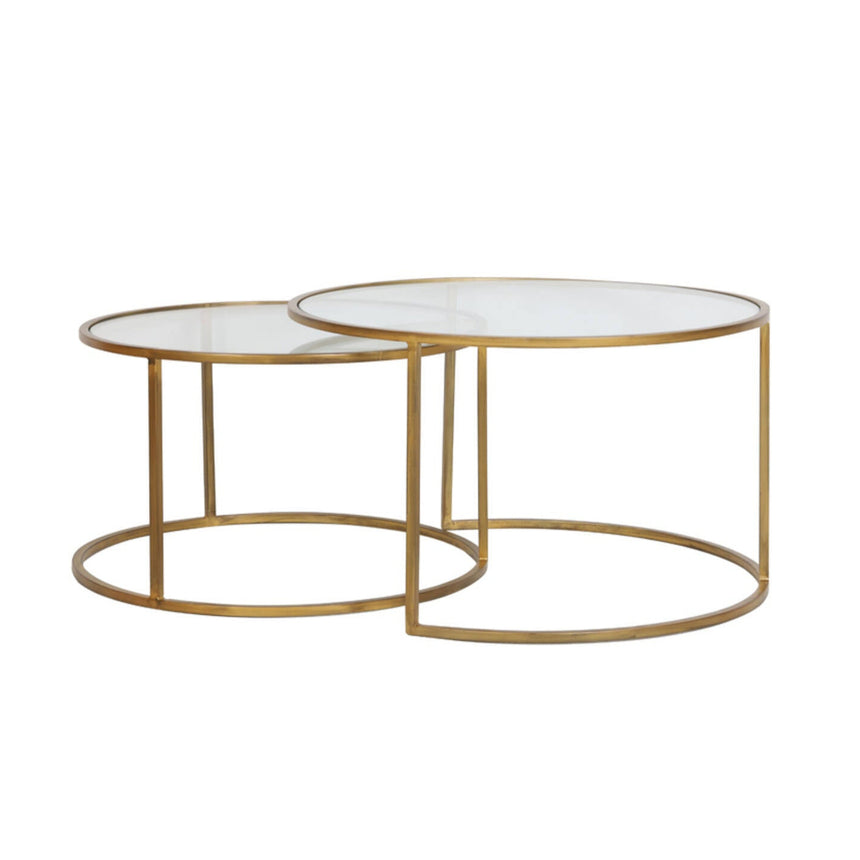 Duarte üveg dohányzóasztal szettben arany lábbal