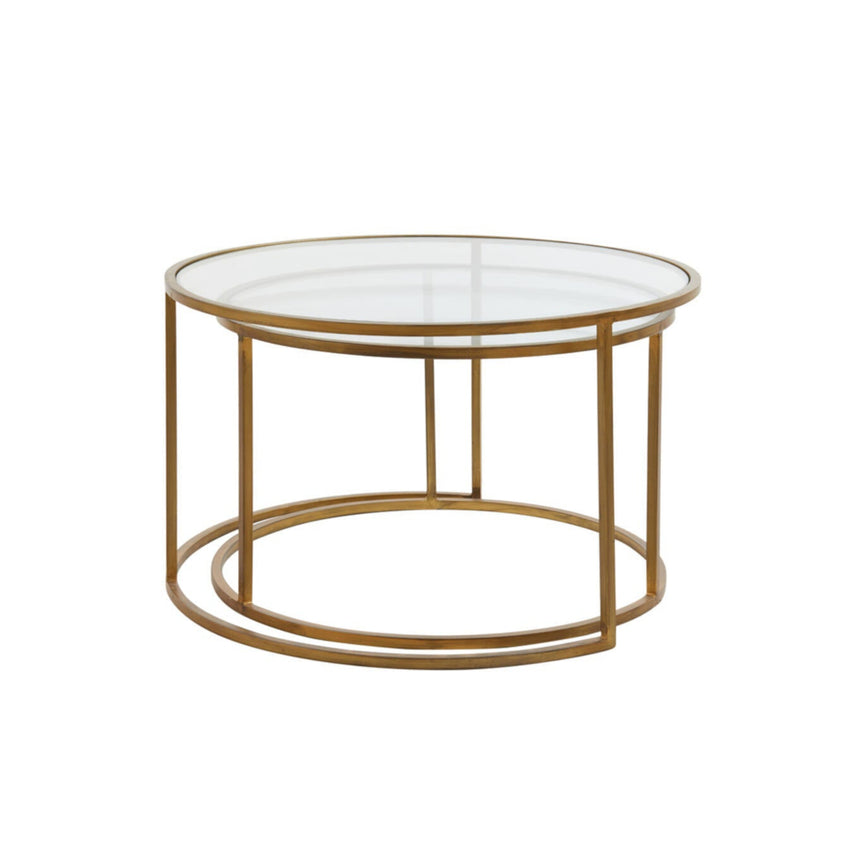 Duarte üveg dohányzóasztal szettben arany lábbal