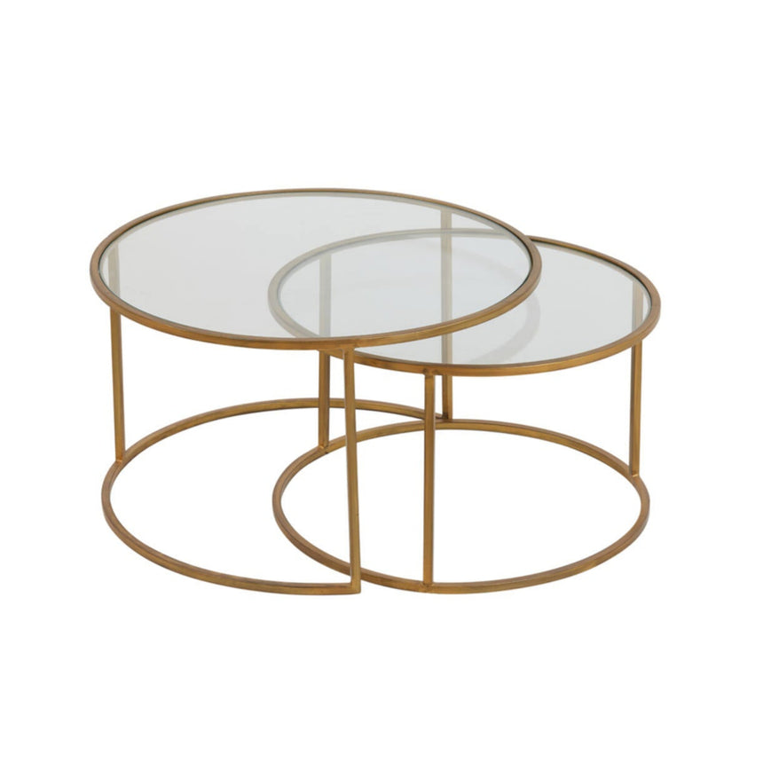 Duarte üveg dohányzóasztal szettben arany lábbal