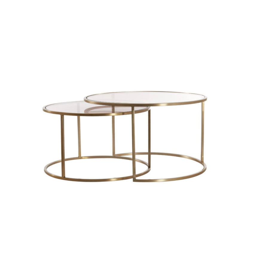 Duarte üveg dohányzóasztal szettben arany lábbal