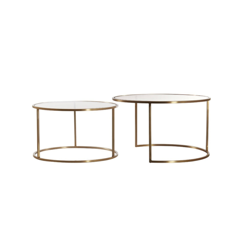 Duarte üveg dohányzóasztal szettben arany lábbal