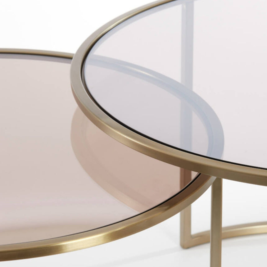 Duarte üveg dohányzóasztal szettben arany lábbal