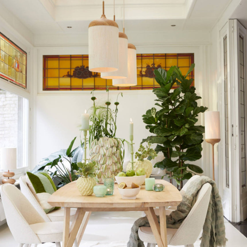 Yellow wooden dining table