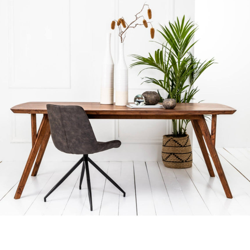 Yellow wooden dining table