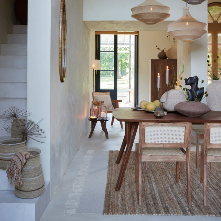 Yellow wooden dining table