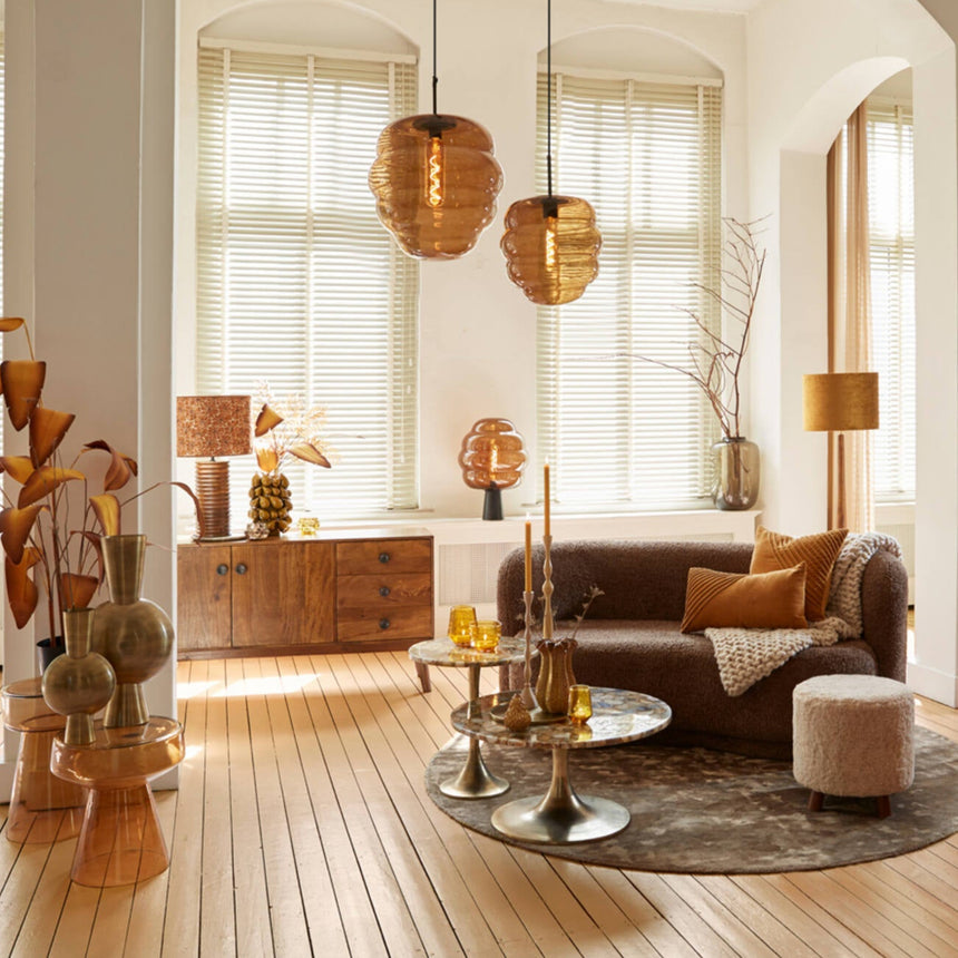 Yellow wooden dining table