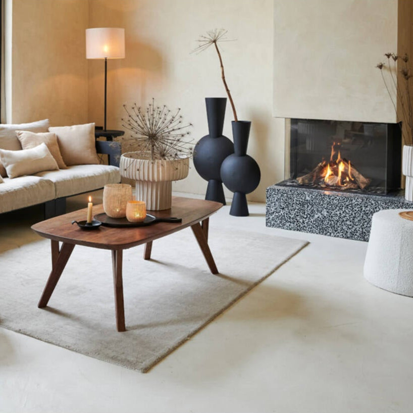 Yellow wooden dining table