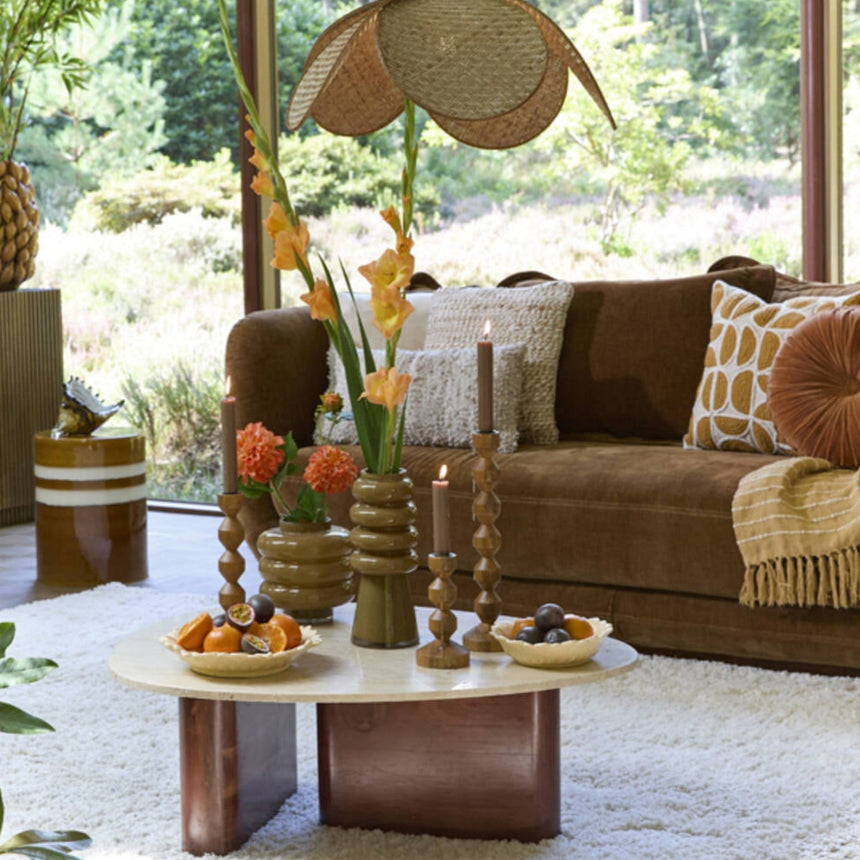 Yellow wooden dining table