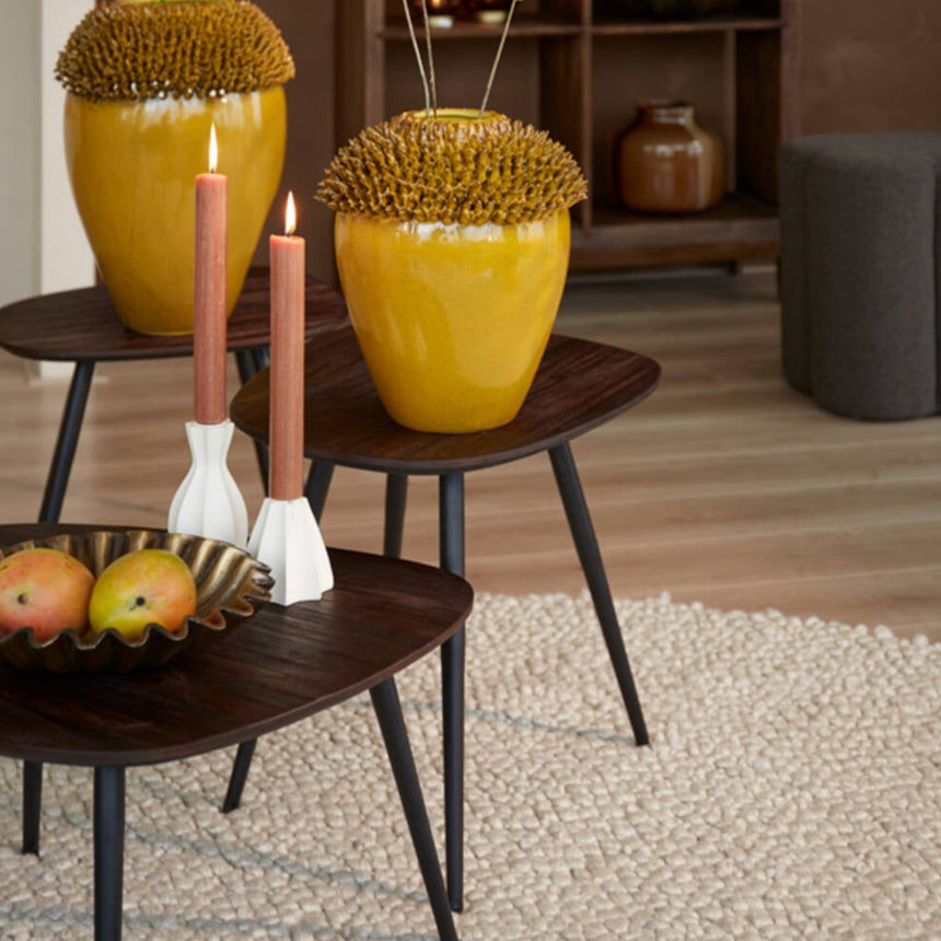 Yellow wooden dining table