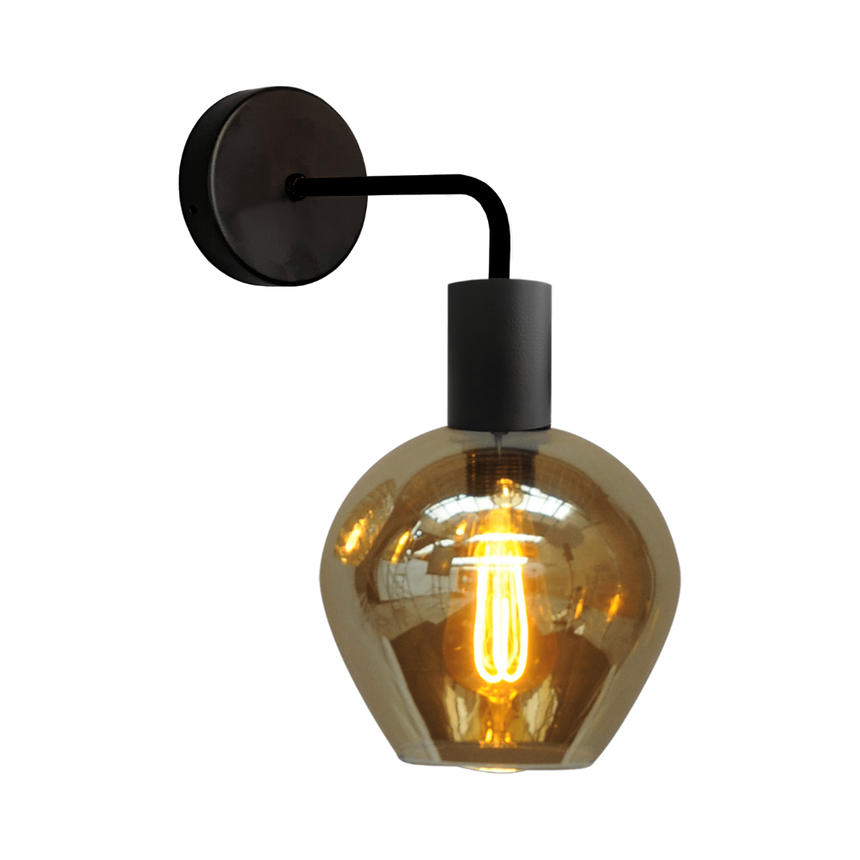 Bounty Downlight glass wall lamp with black socket