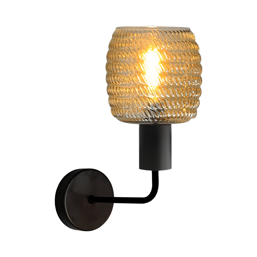 Bounty Uplight glass wall lamp with black base