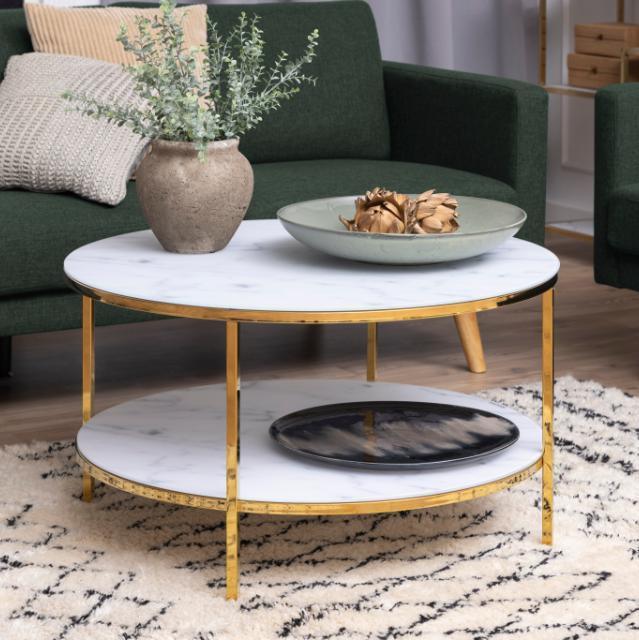 Alisma glass coffee table with shelf Ø80