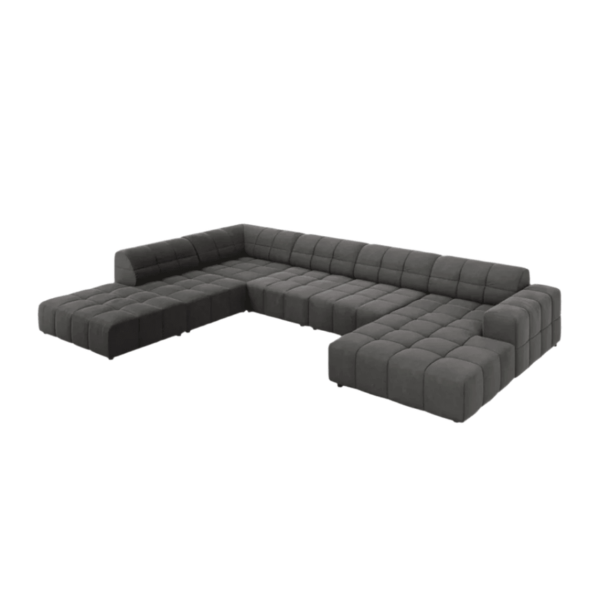 Jennifer U-shaped velvet sofa with left corner unit