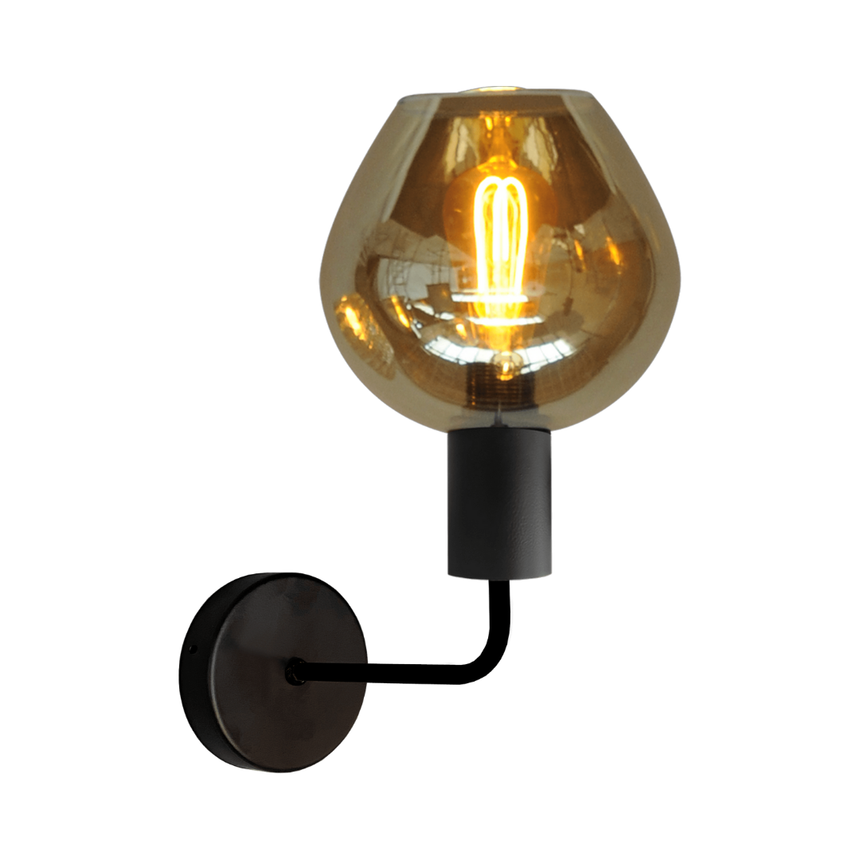 Bounty Uplight glass wall lamp with black base