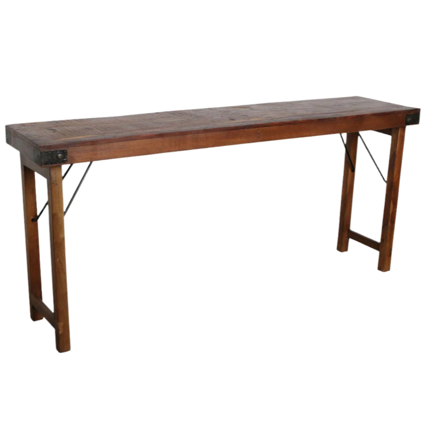 Console wooden folding console table
