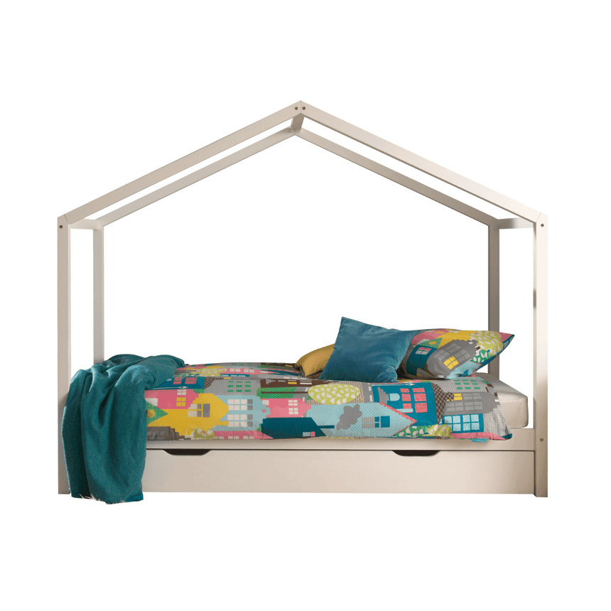 Dallas ZH90 wooden house children's bed, 90x200 with bed linen holder