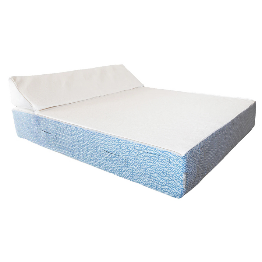 Patterned fabric 2-seater sun lounger