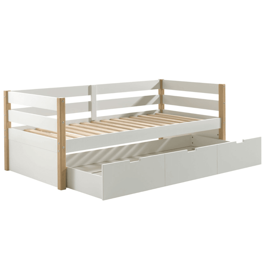Margrit wooden children's bed, 90x200 with bed linen holder