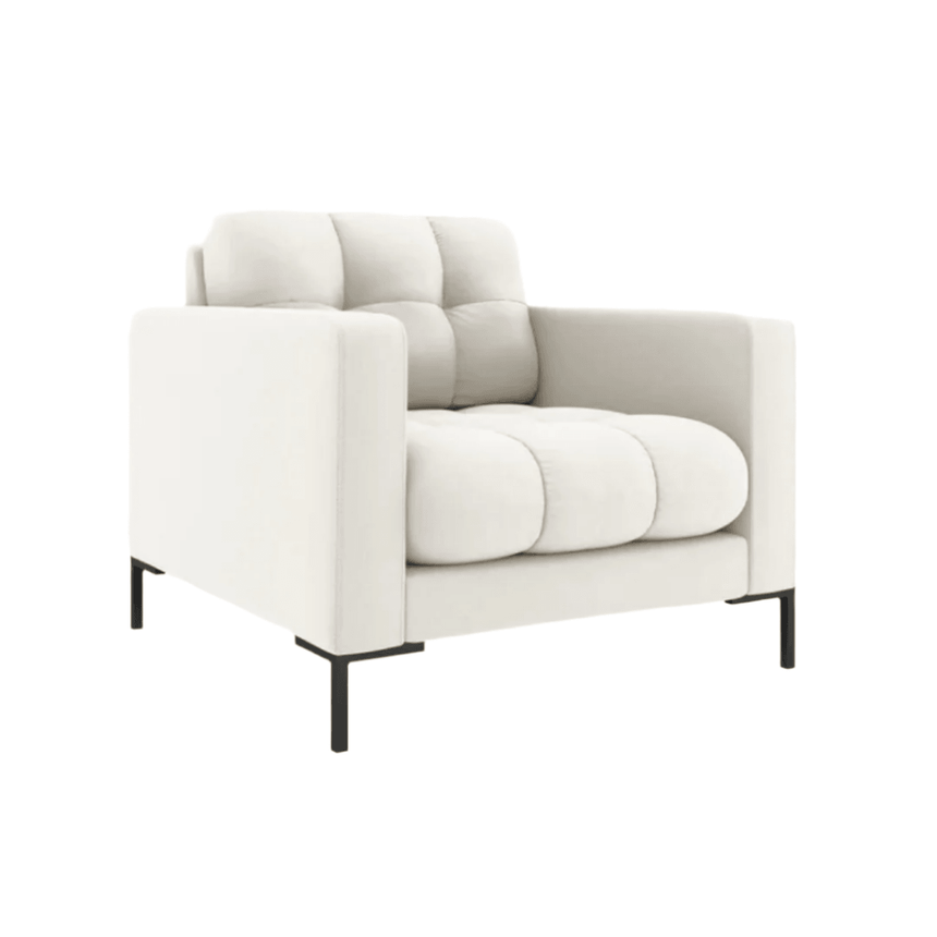 Mamaia fabric armchair with black legs