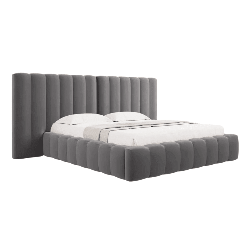 Kelp wide velvet bed frame 140x200
